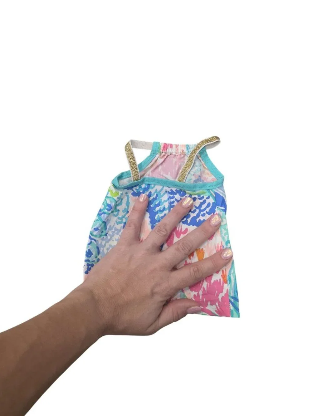 Lilly Pulitzer american girl doll size Mermaid cove Print Sundress Gold Straps